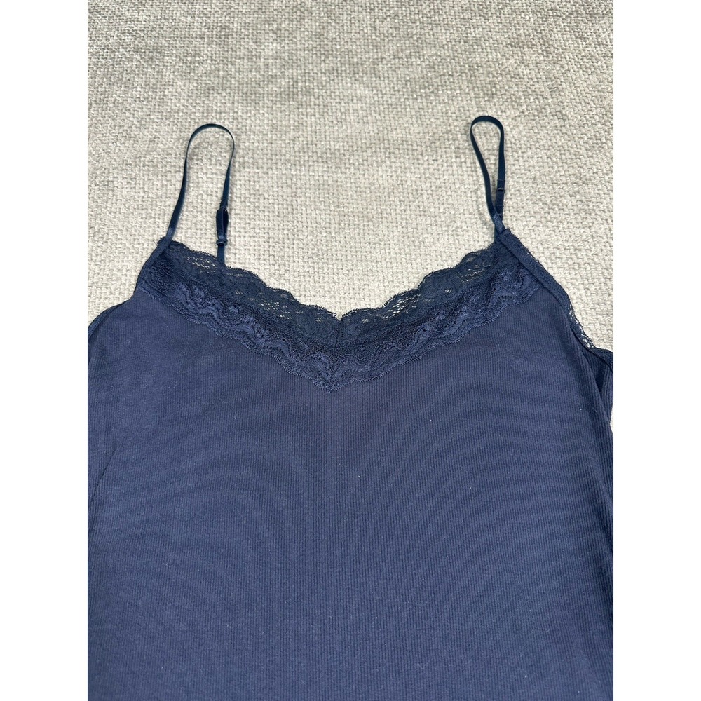 Aeropostale Cami Womens XL Blue Ribbed Lace Trim Tank Top Festival Y2K Preppy - Picture 3 of 10